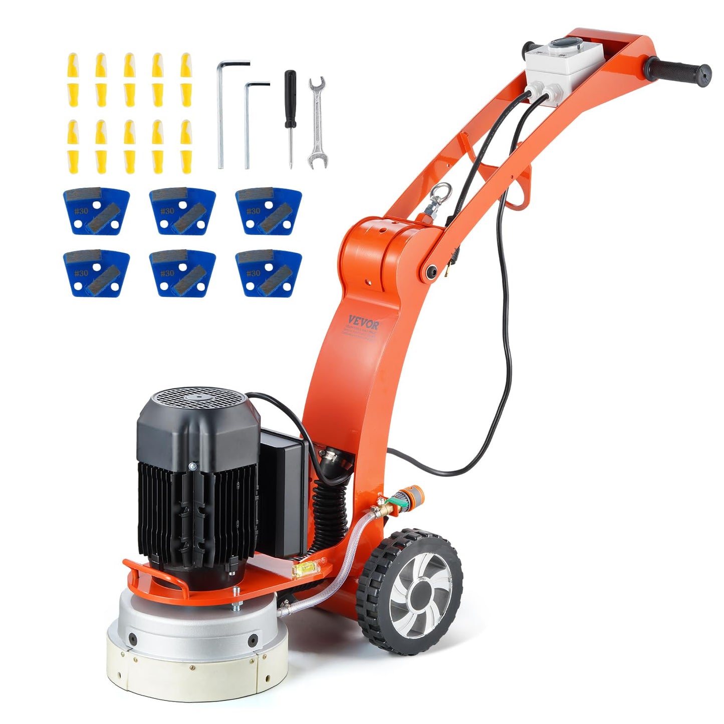 VEVOR 10-Inch Electric Concrete Floor Grinder, 1.7HP Walk-Behind Polisher, 1300W, 1720RPM Brushless Motor