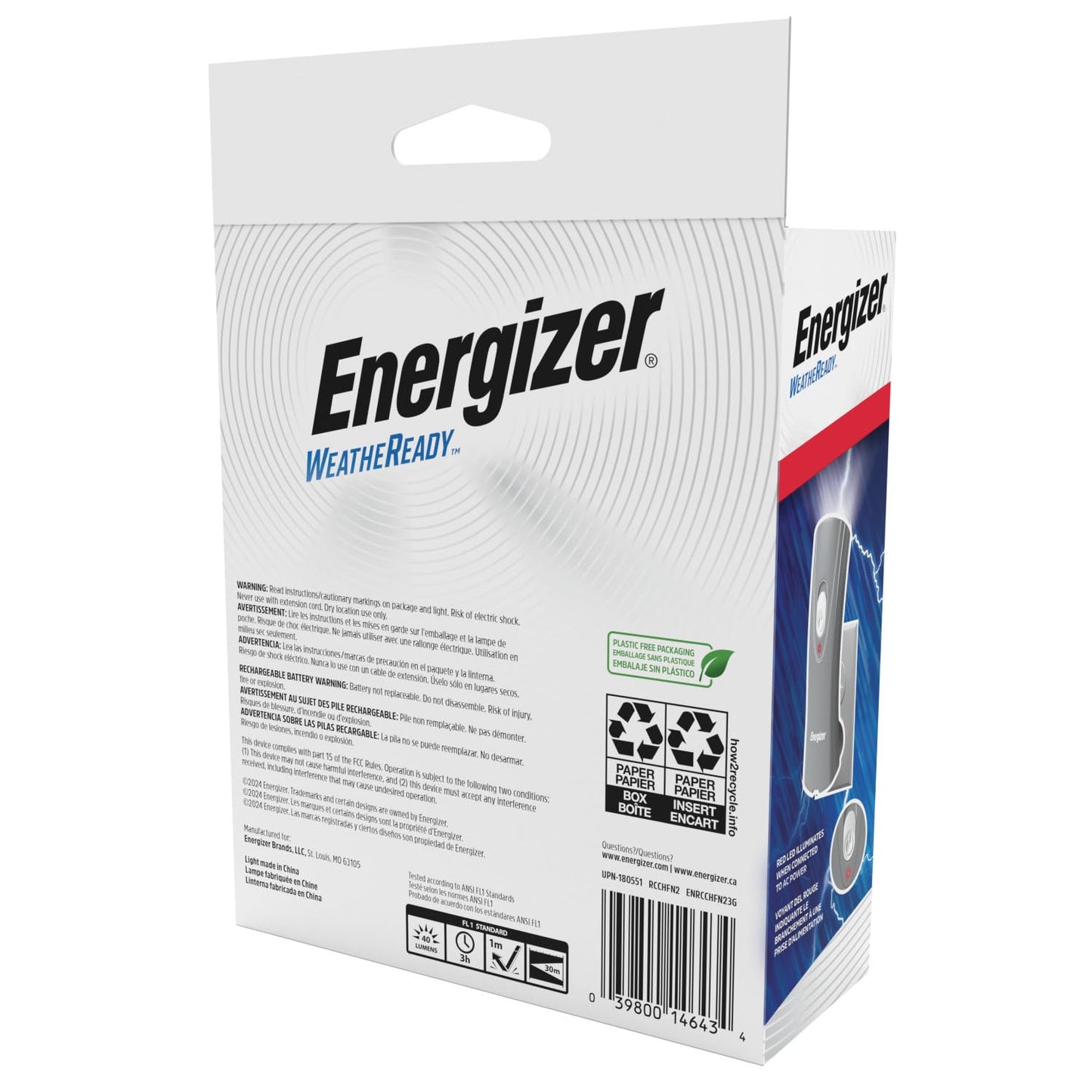 Energizer Weatheready Rechargeable Flashlights for Home, Pack of 3, Emergency Flashlight for Hurricane Supplies, Survival Kits, Power Outages, LED Flash Light with Convenient Plug-in Design