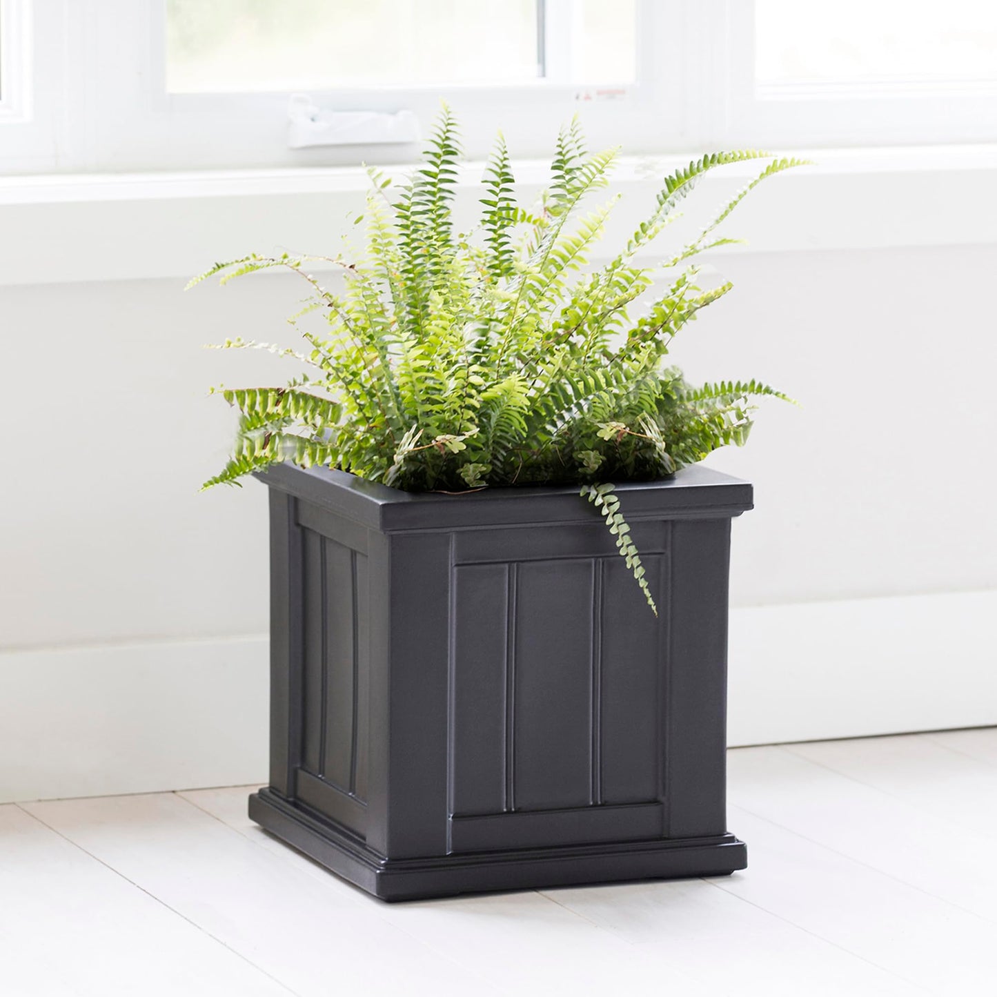 Mayne Cape Cod 14-Inch Square Planter – Self-Watering, Weather-Resistant Planter for Flowers – Durable Outdoor Design for Patio, Porch, or Entryway