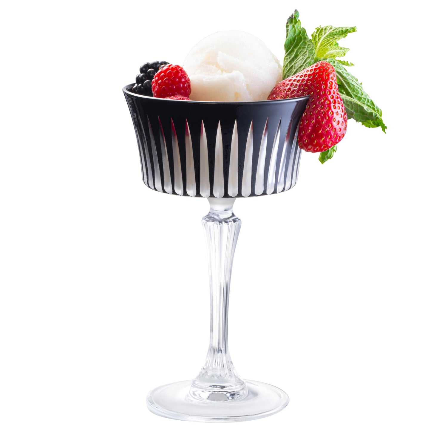 Barski Colored Champagne Coupe Glasses - Black Cocktail Coupe Glass, Stemmed Martini Glassware, Can be used for Dessert, Ice Cream - Black - Set of 6 - Gift Ready - 8.7 oz., Made in Europe