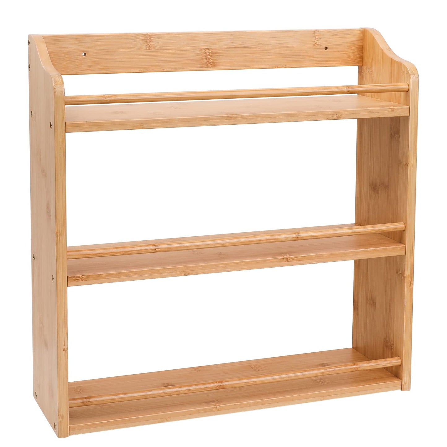 FoverOne 3 Tier Bamboo Spice Rack, Seasoning Jars Rack Shelf Spice Organizer for Kitchen Counter or Wall Mounting