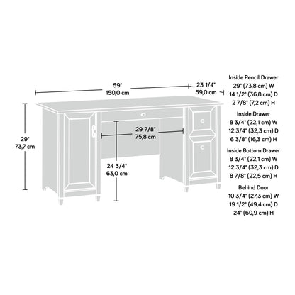 Sauder Edge Water Computer Desk with Storage Drawers, Home Office Desk, in Estate Black