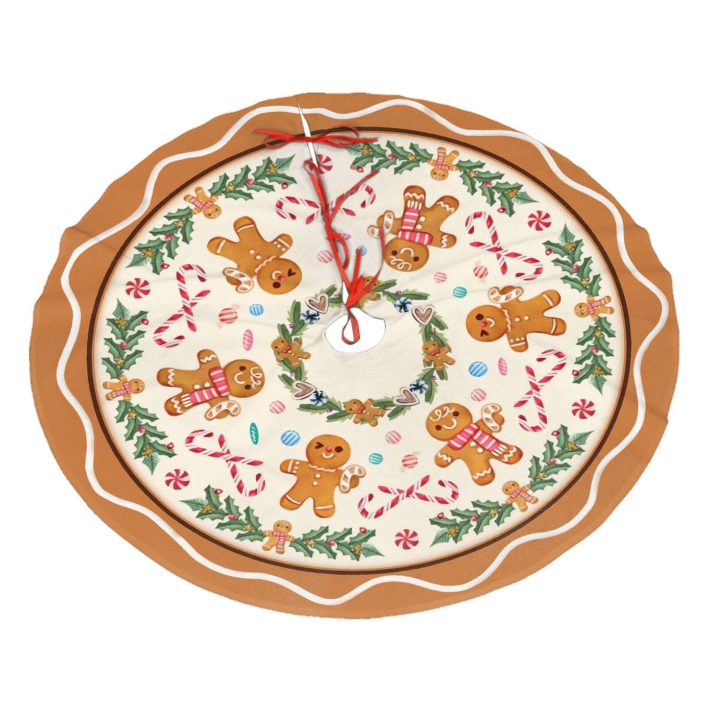 Christmas Tree Skirt,Gingerbread Xmas Tree Skirt Rustic Farmhouse Tree Skirt for Christmas Decor Xmas Holiday Home Party Decorations36