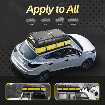 Car Rooftop Cargo Carrier Bag,100% Waterproof Heavy Duty 1000D Car Top Carrier,15 Cubic Feet Car Roof Bag for All Vehicle with/Without Rack,Anti-Tear Anti-Slip Mat, Luggage Lock,6 Door Hooks