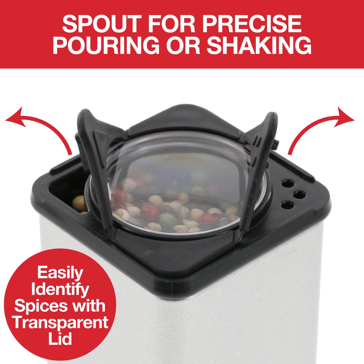 Set of 24 Magnetic Spice Jars, Shake or Pour Containers Attach to Most Refrigerator Doors & Appliances, Seasoning Dispensers- Easy Open Window Top Shakers- Salt Pepper Organizers, Space Saving Baking