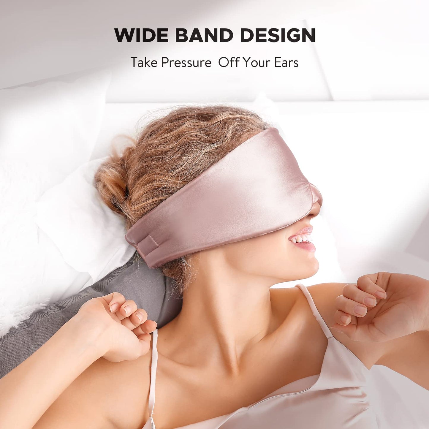 LitBear Silk Sleep Mask for Side Sleeper, Eye Mask Sleeping for Women Men 100% 22 Momme Pure Mulberry Silk, Face-Hugging Padded Eye Cover for Sleeping with Adjustable Band (Black)