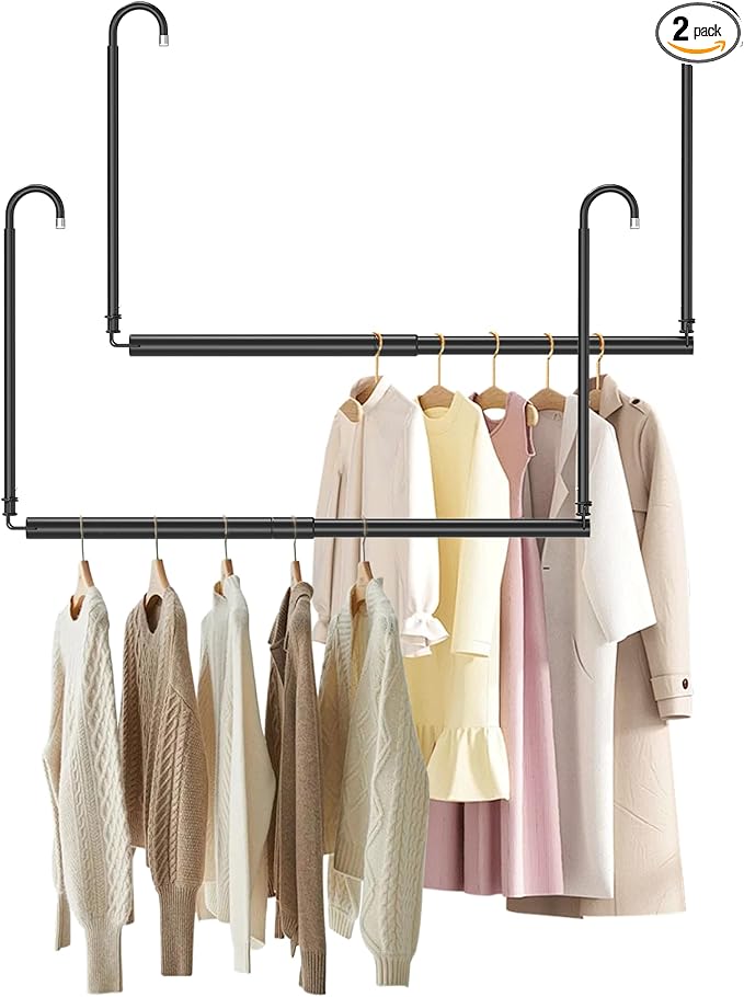 Hanging Closet Rod Adjustable Width Height Closet Rods