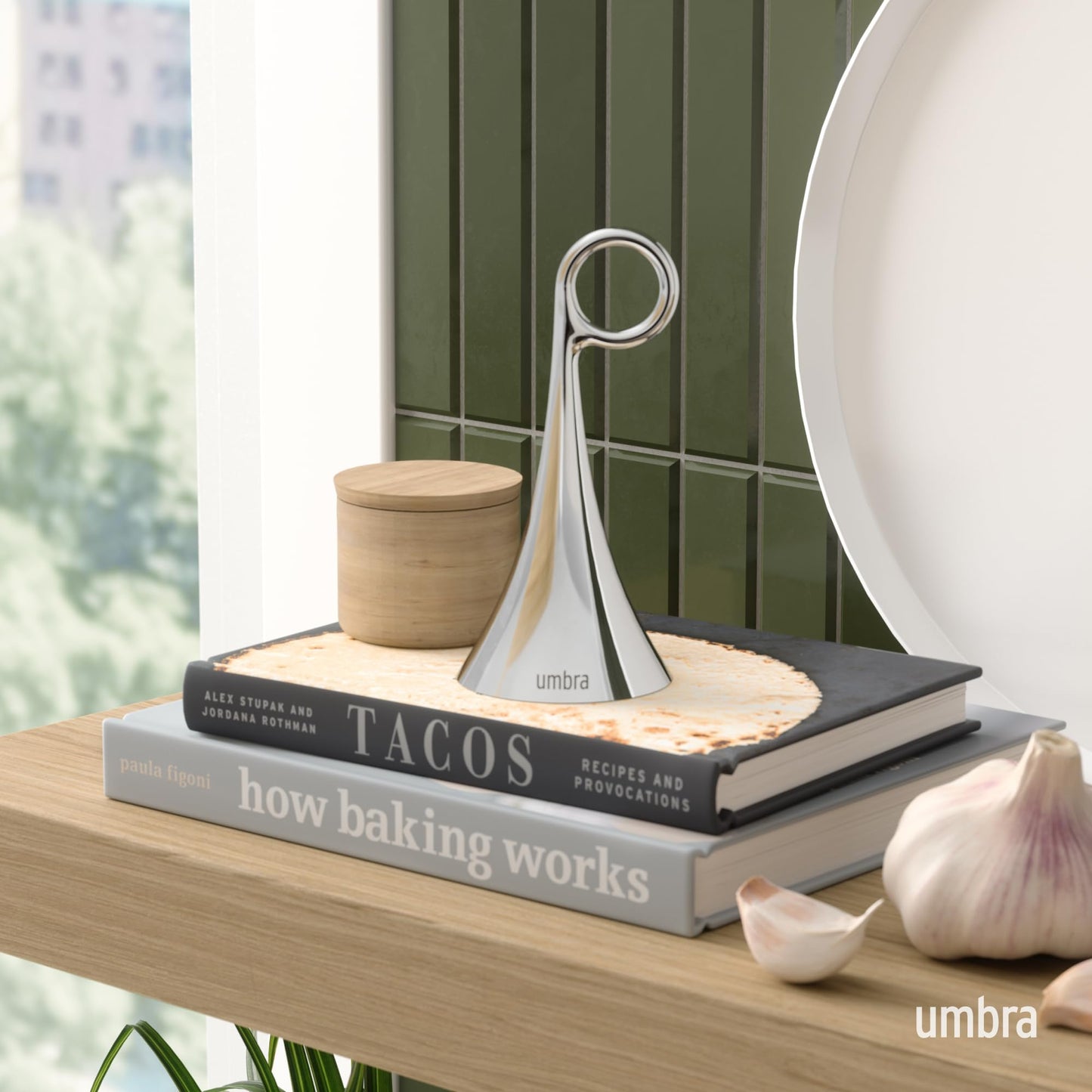 Umbra Isa Bell - Decorative Modern Dinner Bell, Chrome Hand Bell for Home or Office