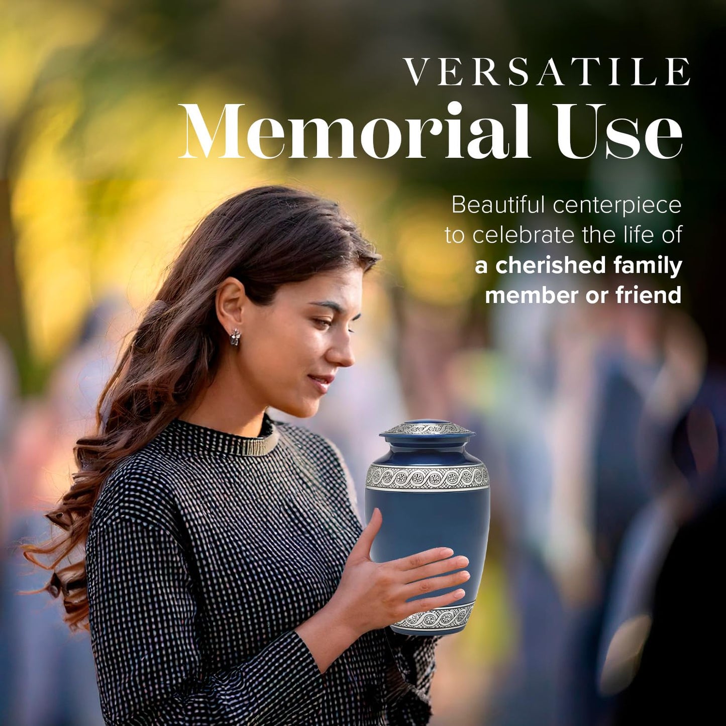 Eternal Harmony Cremation Urn for Human Ashes | Memorial Urn Carefully Handcrafted with Elegant Finishes to Honor and Remember Your Loved One | Adult Urn Large Size with Beautiful Velvet Bag (Blue)