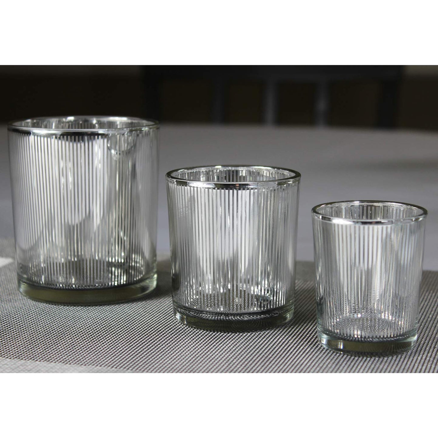 Seraphic Glass Votive Tealight Candle Holders in Bulk for Table Centerpiece Wedding Decor, Silver, 2.75" Tall, Set of 12