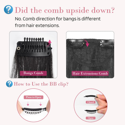 REECHO Long Side Air Bangs, Wavy Curly Clip in Curtain Bangs Front Side Bangs Face-Framing Highlights for Women Daily Use 2 PCS Set Long Temples