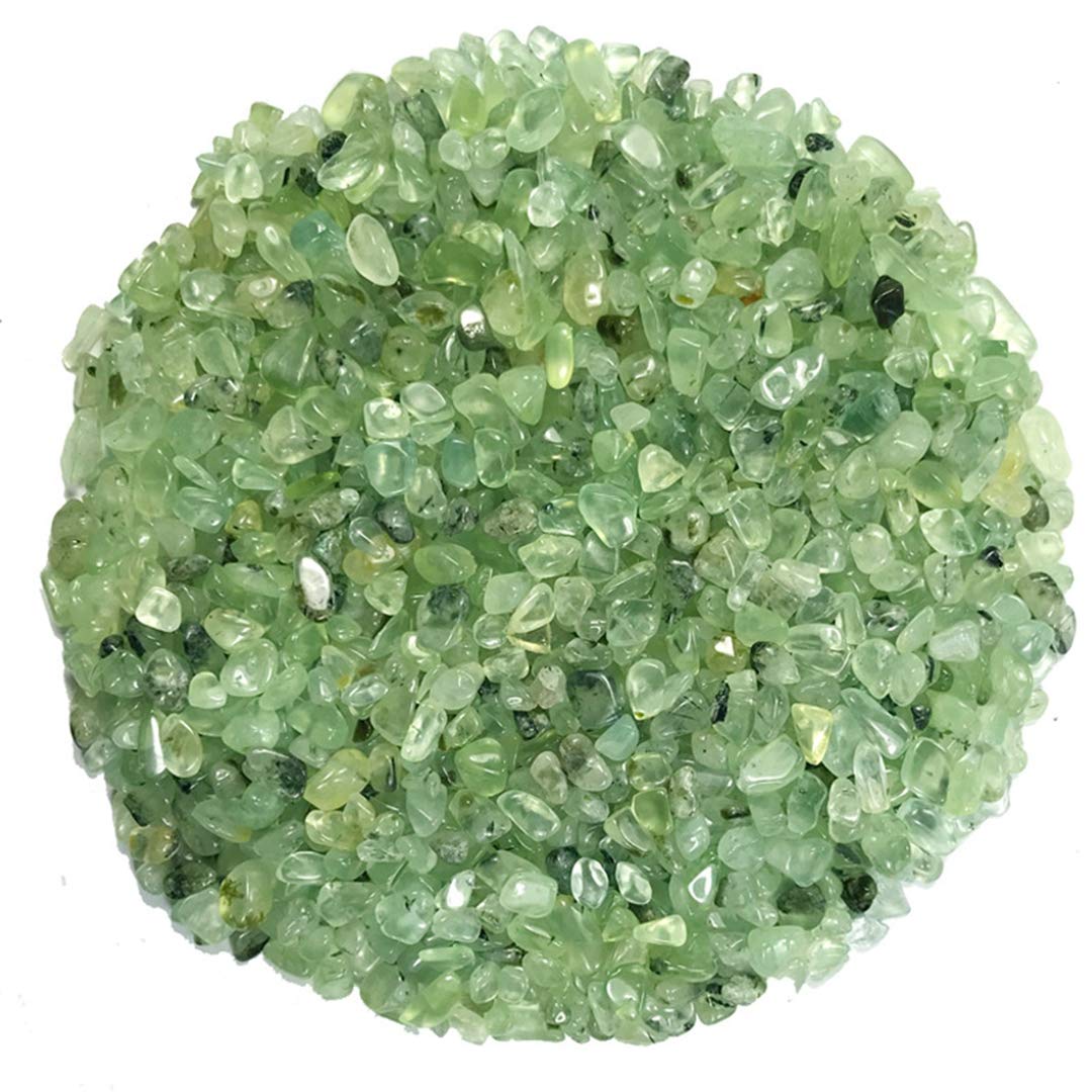 IMALY Prehnite Tumbled Chips Stone Polished Crushed Healing Crystal Quartz Pieces Irregular Shaped Stones for Home Decorative Stones Vases Plants Succulents 0.5lb