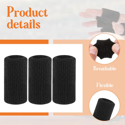 KALIONE 10Pcs Black Sport Finger Sleeves, Finger Sleeves Protectors, Elastic Finger Support Sleeve, Compression Finger Sleeves, Thumb Brace Support for Basketball, Golf