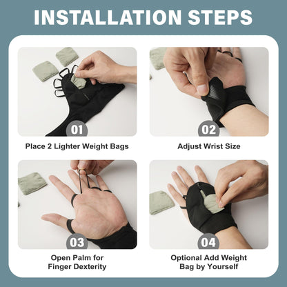 Weighted Gloves for Tremors-Adjustable Hand Gloves Stability Aid for Parkinson's Hand Tremors, Enhanced Grip & Writing Support for Elderly (Set Small)