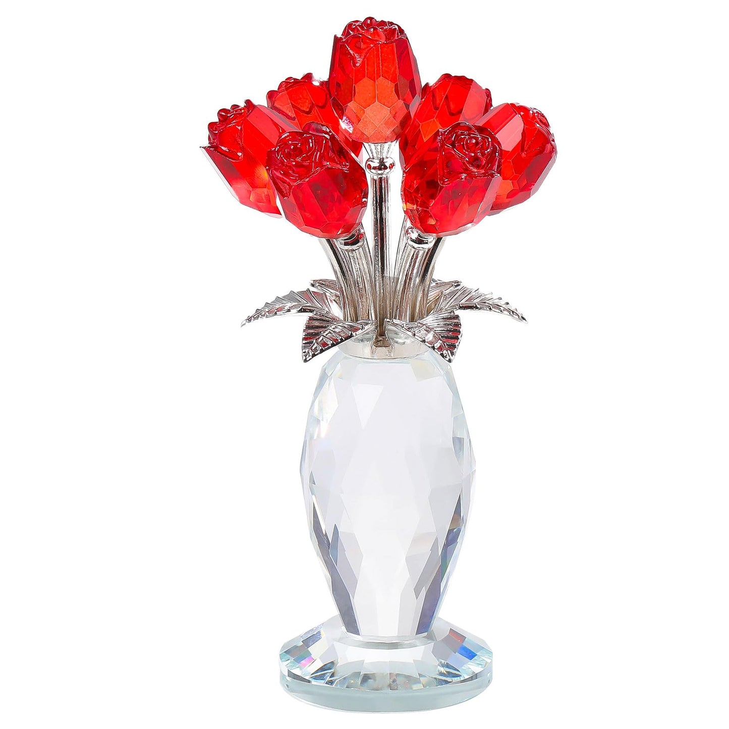 Movdyka Red Rose Crystal Flower Glass Roses Bouquet Gifts for Wife Mom