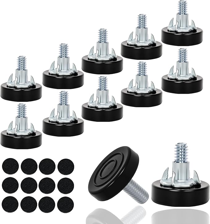 12 PCS M8 Thread Furniture Feet Levelers, Furniture Leveling Feet