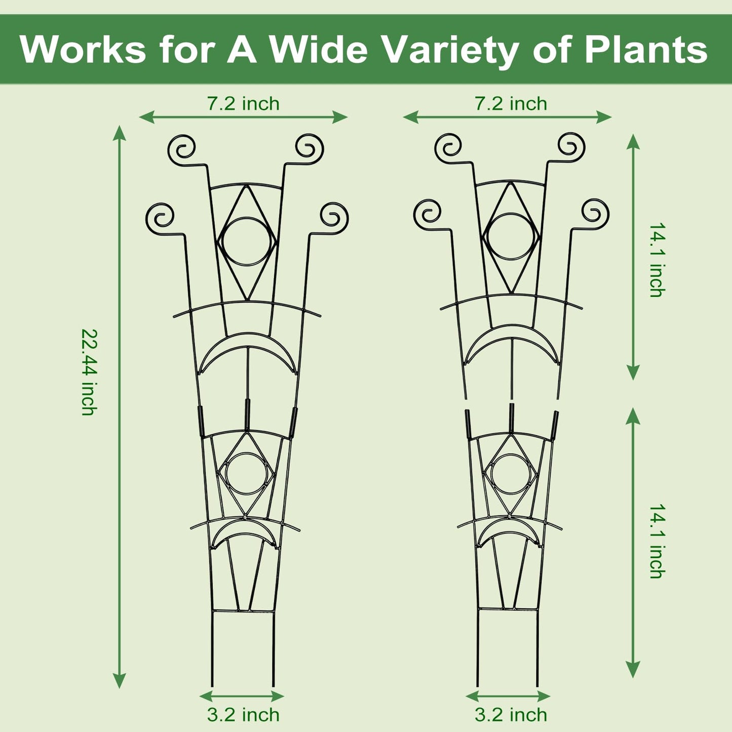 Yhtpouqe Stackable Metal Trellis for Climbing Plants Outdoor & Indoor - 4 Pack Garden Trellis for Potted Plants, Rust-Resistant Plant Support Stakes for Vines, Flowers - Sturdy Plant Trellis