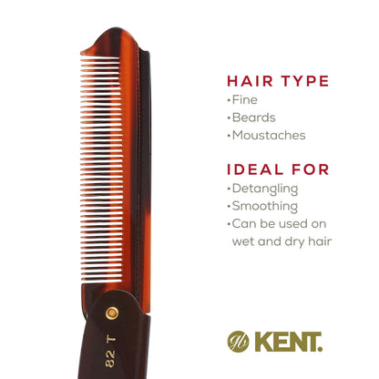 Kent Brushes Handmade Combs Large Folding Pocket Comb for Men