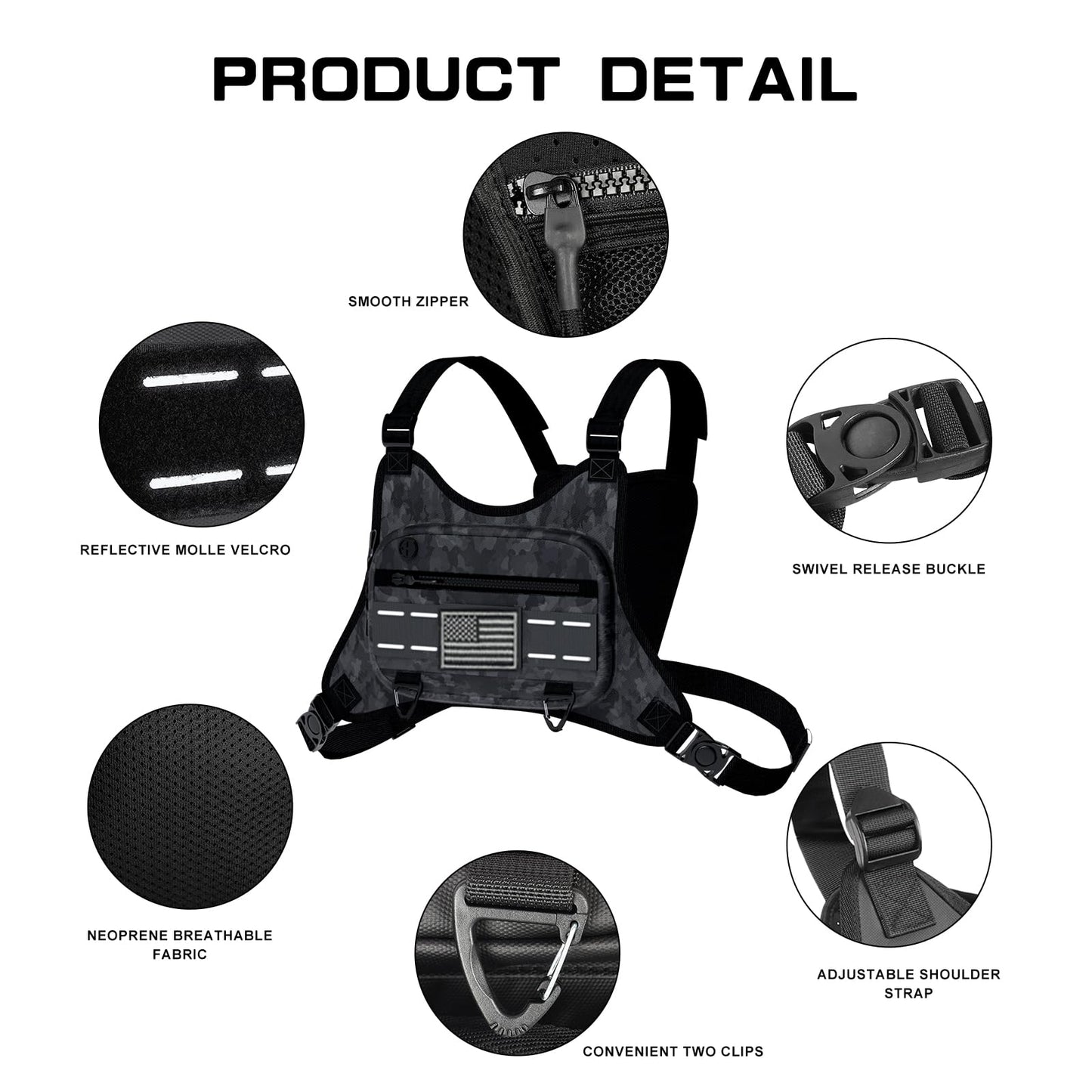Sports Chest Bag For Men Women, Running Vest Bag With Built,Phone Holder For Workouts&Ski&Cycling&Hiking,Motorcycle Accessories