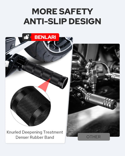 Benlari Motorcycle Foot Pegs, CNC Aluminum Mounting Footpegs, Footpegs Footrest Passenger Pedals 10MM Compatible for Harley Sportster, Dyna, Road King, Black