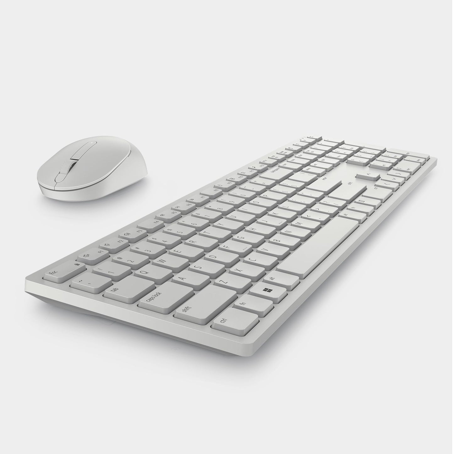 Dell Wireless Keyboard and Mouse - KM3322W, Wireless - 2.4GHz, Optical LED Sensor, Mechanical Scroll, Anti-Fade Plunger Keys, 6 Multimedia Keys, Tilt Leg - Black