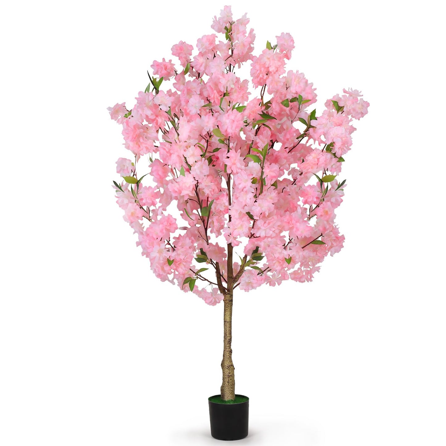 OUSHENG Artificial Cherry Blossom Tree, Fake Plants Indoor Decor, Faux Pink Sakura Flowers for Living Room Home House Entryway Bedroom Office Inside Decorations, 4FT