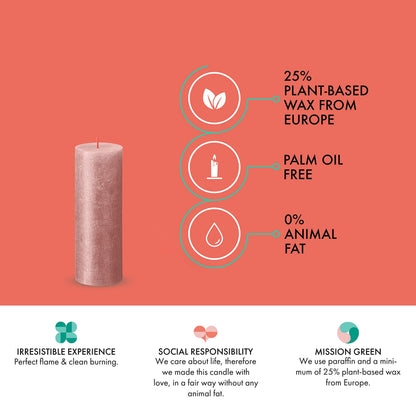 BOLSIUS Pink Shimmer Metallic Pillar Candles 4 Pack - 2.75 X 7.5 Inches - Premium European Quality - Includes Natural Plant-Based Wax - Unscented Dripless Smokeless 85 Hour Party & Wedding Candles