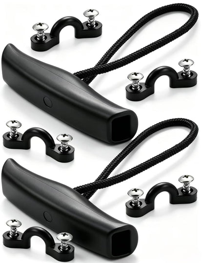 Borogo 2 PCS Kayak Canoe Carry Handle Pull Handle T-Handle with Cord and 5PCS Pad Eyes - 10 PCS Screws Replacement Hardware Parts Kit