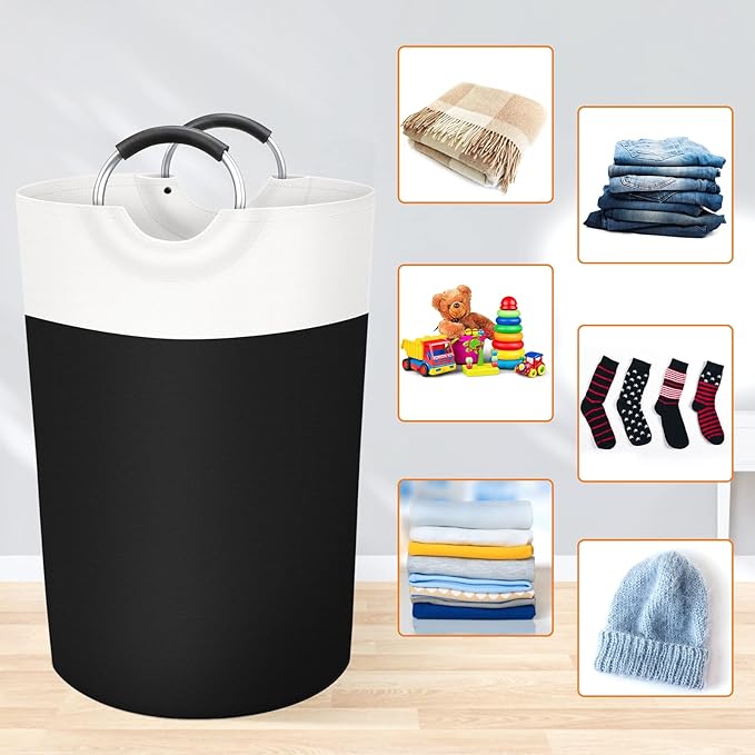 BlissTotes 75L Laundry Basket, Freestanding Laundry Hamper, Collapsible Dirty