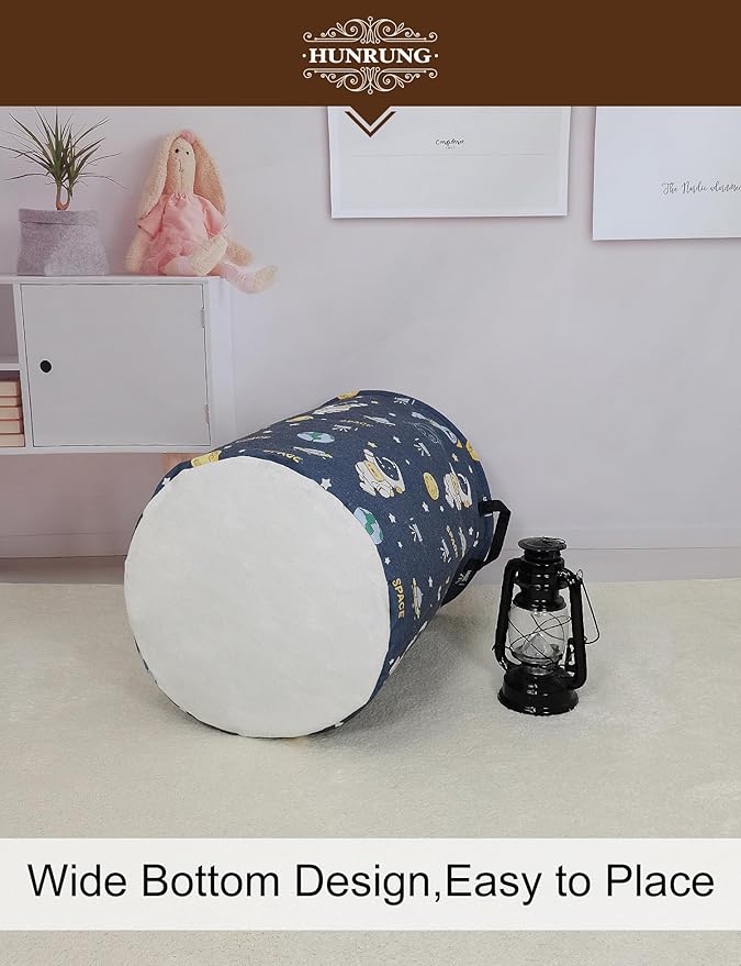 HUNRUNG Laundry Hamper, Large Canvas Fabric Lightweight Storage Basket Toy