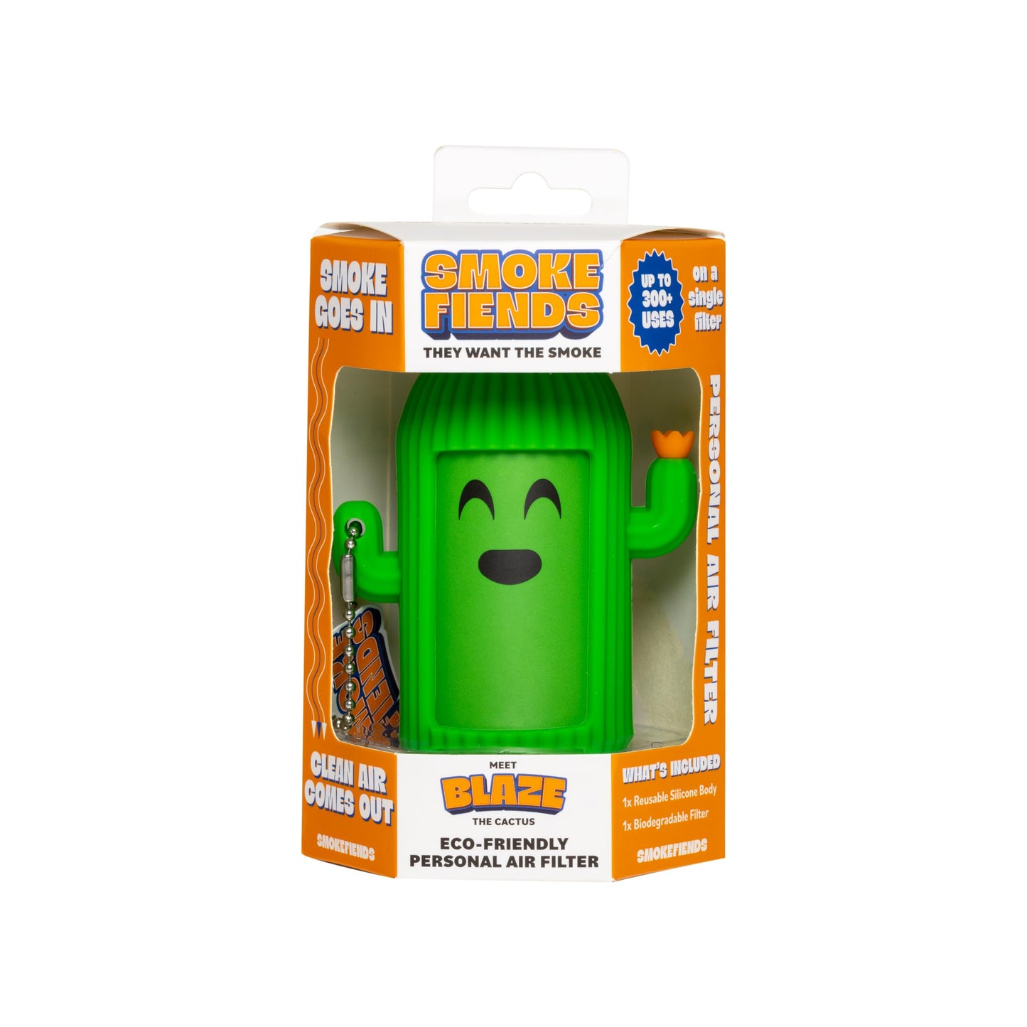 Smoke Fiends Portable & Eco-Friendly Personal Air Filter | Discreet HEPA & Carbon Filtration | Biodegradable & Up to 300+ Uses | Keychain Design for On-the-Go Freshness (Blaze)