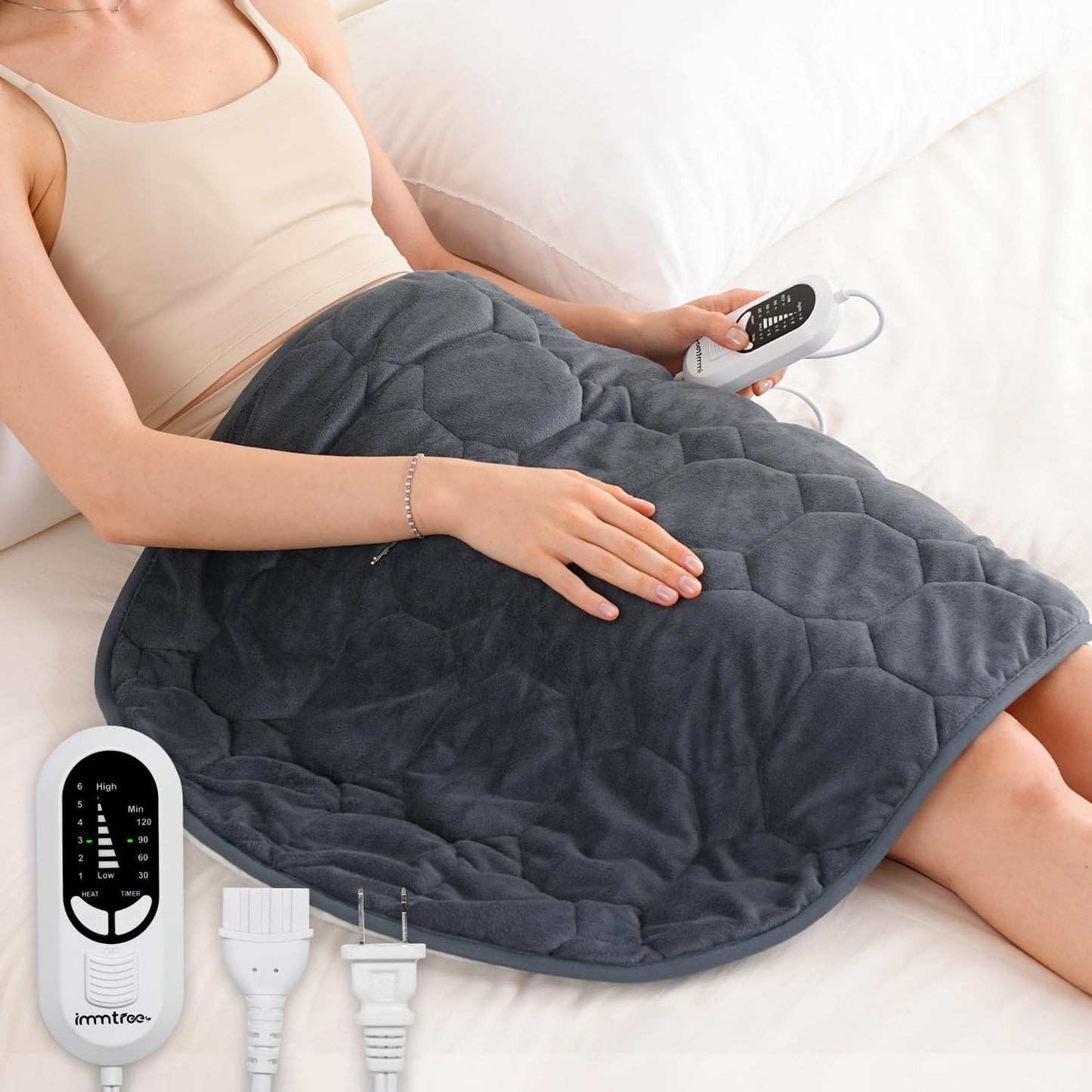 immtree Weighted Heating Pad for Deeper Pain Relief, 7lbs XXXL Size(29x24) with Fast Heat Technology, Heated Blankets for Adults, Relief for Back and Shoulder and Knee