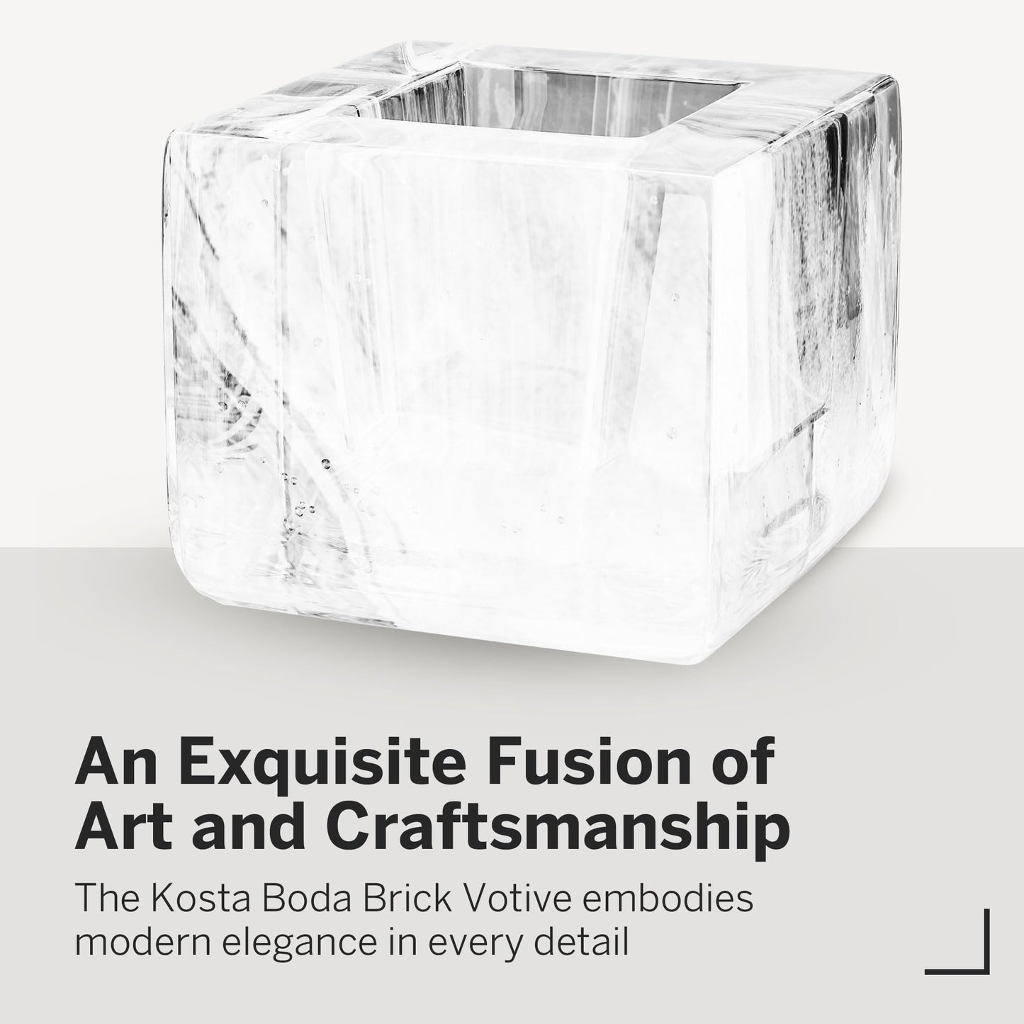 Kosta Boda Brick Votive, Tealight Candle Holder, Made from Crystal - Cube Brick Shape, Contemporary Art, Shelf Decoration & Table Centerpiece, 3" x 3.4" - White