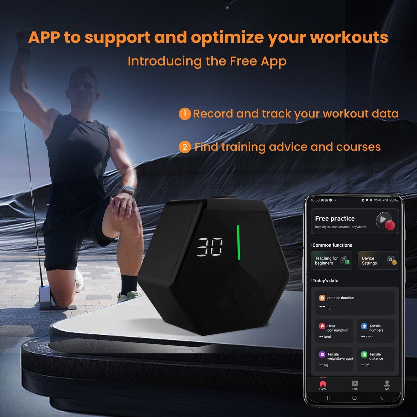 Rayofi GO-Tone Portable Cable Gym, 7-66LB Adjustable Resistance Band, App & Bluetooth Connection， Multifunctional Fitness Equipment, Suitable for Home & Travel (Silver)