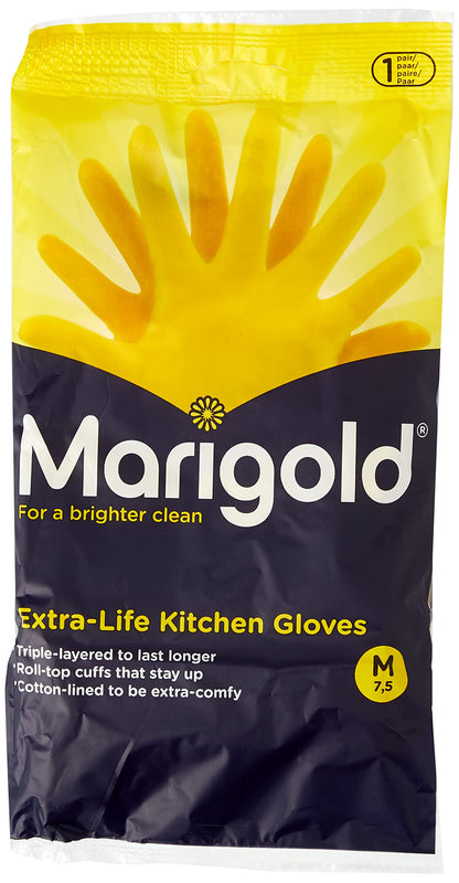 Marigold GLOVES KITCHEN MEDIUM MEDIUM | 6 PACK BUNDLE,Yellow & Unigloves Black Pearl Nitrile Examination Gloves - Multipurpose
