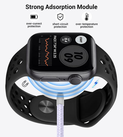 Temdan for Travel Vacation Essentials,3 in 2 USB C Cable for Apple Watch Charger/iPhone 17 Charger/Lightning,Multi Charging Cable Cord,Camping Essentials,Designed for iWatch &iPhone 16-12-5FT Purple