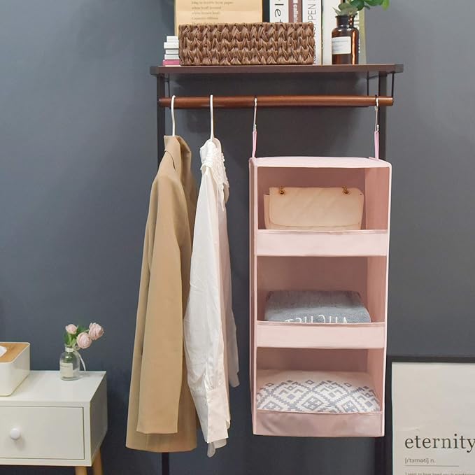 GRANNY SAYS 3-Shelf Hanging Closet Organizer, Collapsible Closet Hanging Shelves