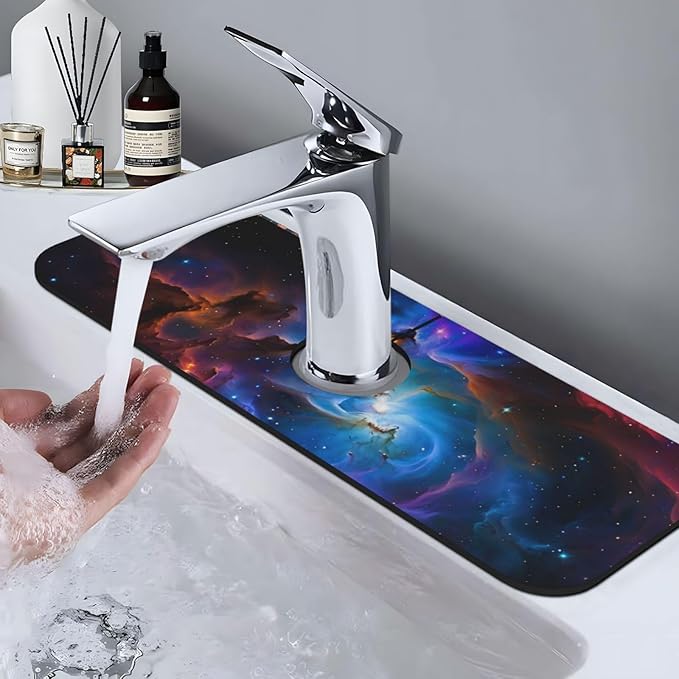 Island Time Tropical Leaves Floral Kitchen sink faucet pad, strong water