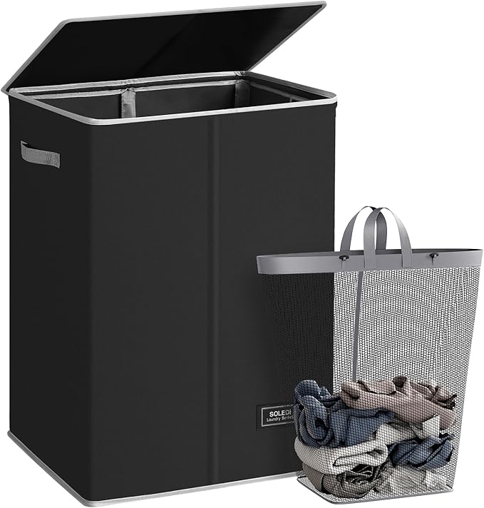 SOLEDI Laundry Hamper with Lid 130L Large & Tall Collapsible Laundry Basket