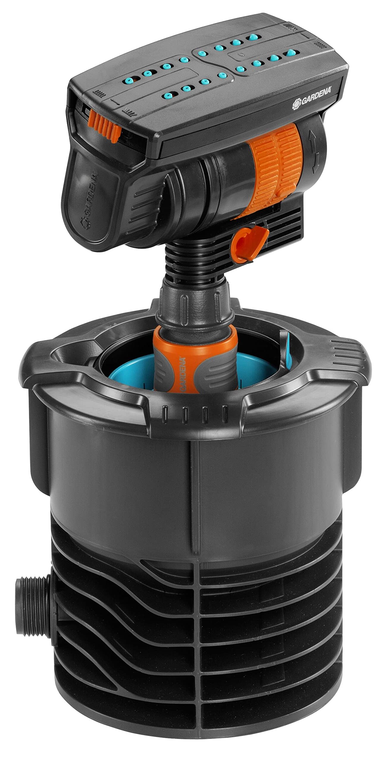 Gardena Pipeline sprinkler system rectangular sprinkler: For watering areas of up to 216 m², reach of up to 18 m, spray spread of up to 12 m, Original System fitting (08251-20)