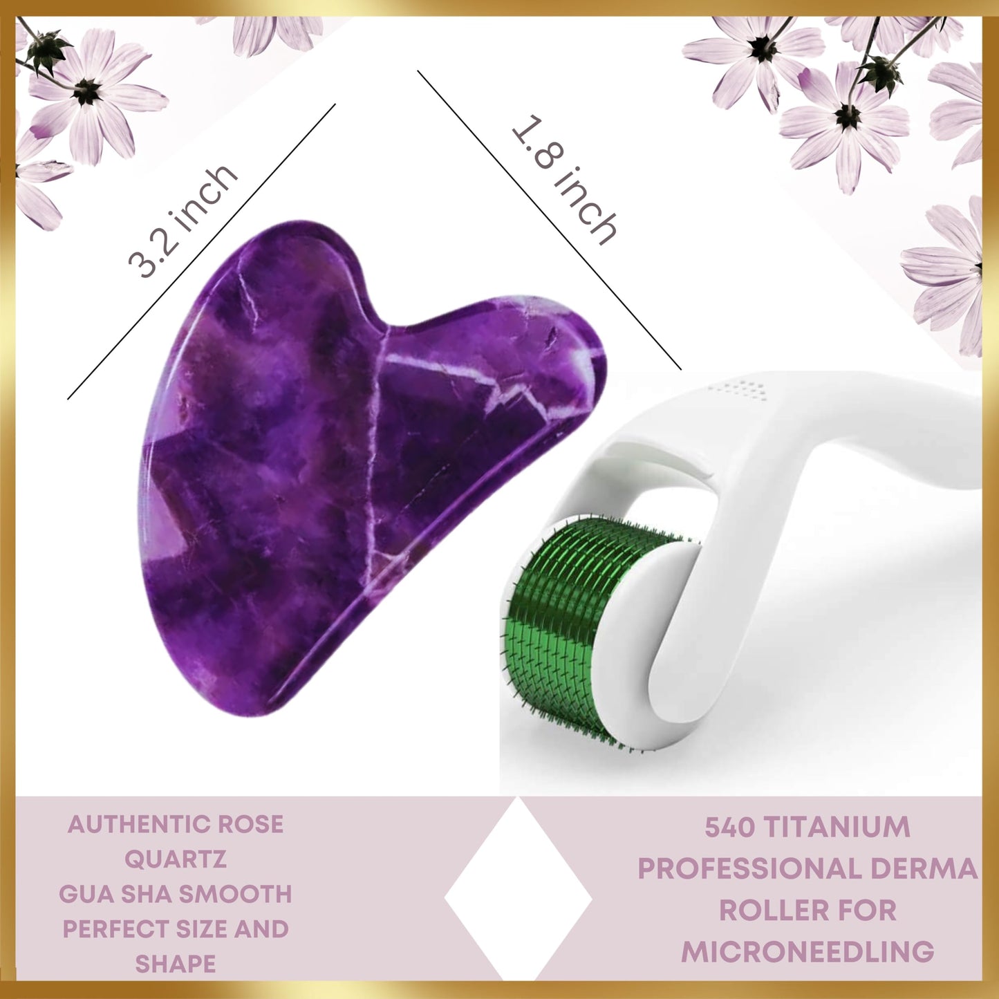 100% Authentic Jade Roller and Gua Sha Set for face I Derma Roller I Facial Tools I Real Guasha I Premium Quality I Mother's Day Gift for wife