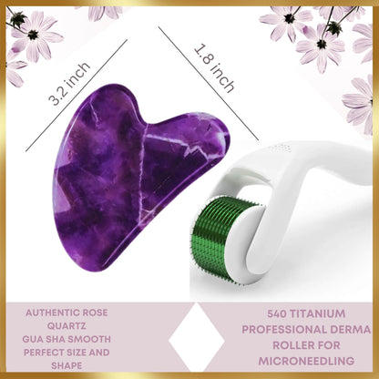 100% Authentic Jade Roller and Gua Sha Set for face I Derma Roller I Facial Tools I Real Guasha I Premium Quality I Mother's Day Gift for wife