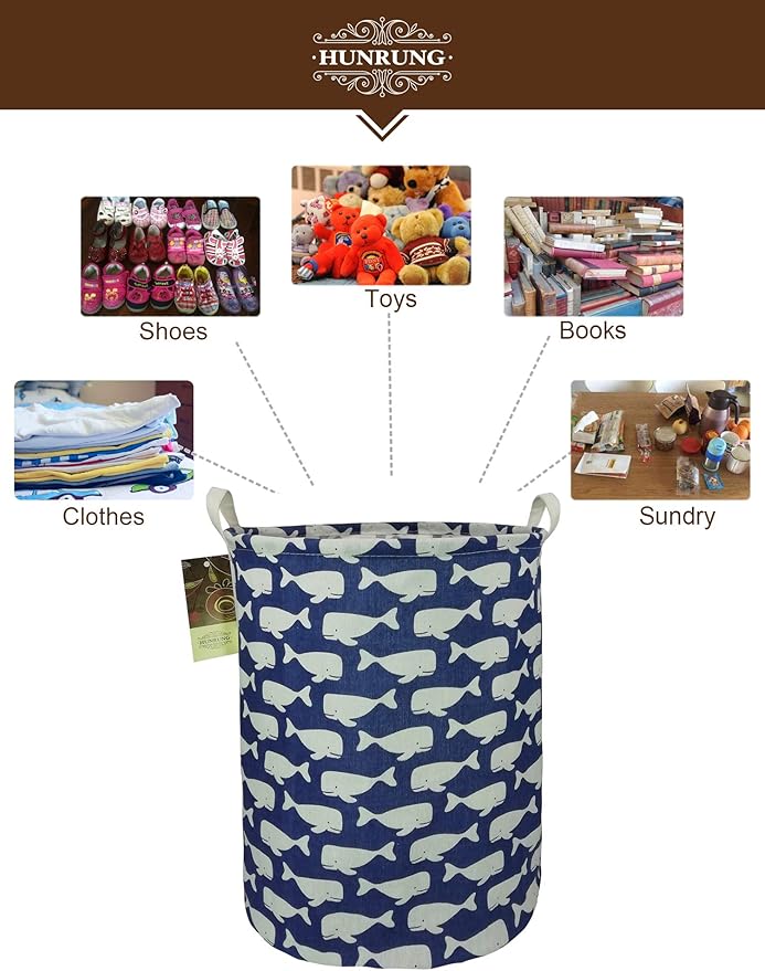 HUNRUNG Laundry Hamper, Large Canvas Fabric Lightweight Storage Basket Toy