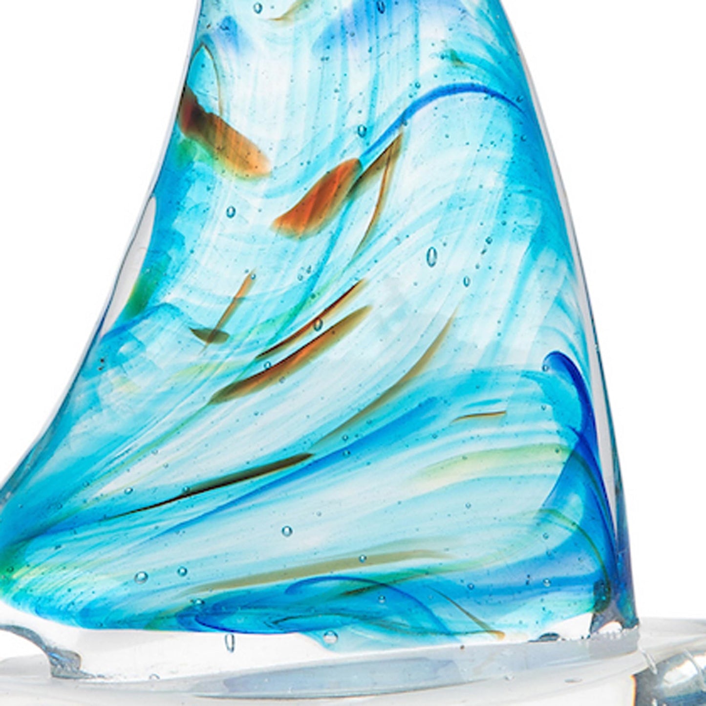 7" Marbled Sail Sailboat Glass Figurine Coastal Beach House Decor