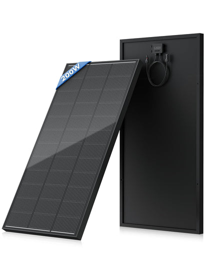 Rvpozwer 200 Watt Solar Panel 18BB, 25% High Efficiency, N-Type 12V 200W Solar Panel, Monocrystalline PV Modules, for Rooftop, RV, Farm, Trailer, Marine, Home Off-Grid System