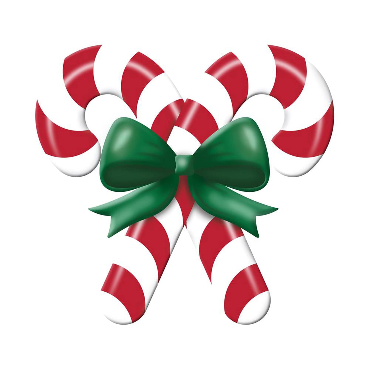 Embossed Metal Candy Cane Sign with Bow For Christmas Wreaths, Tree Toppers, Center Pieces, Floral Arrangements, Decorations, and Crafts (White, Red, Emerald Green, 13" L x 12" H)