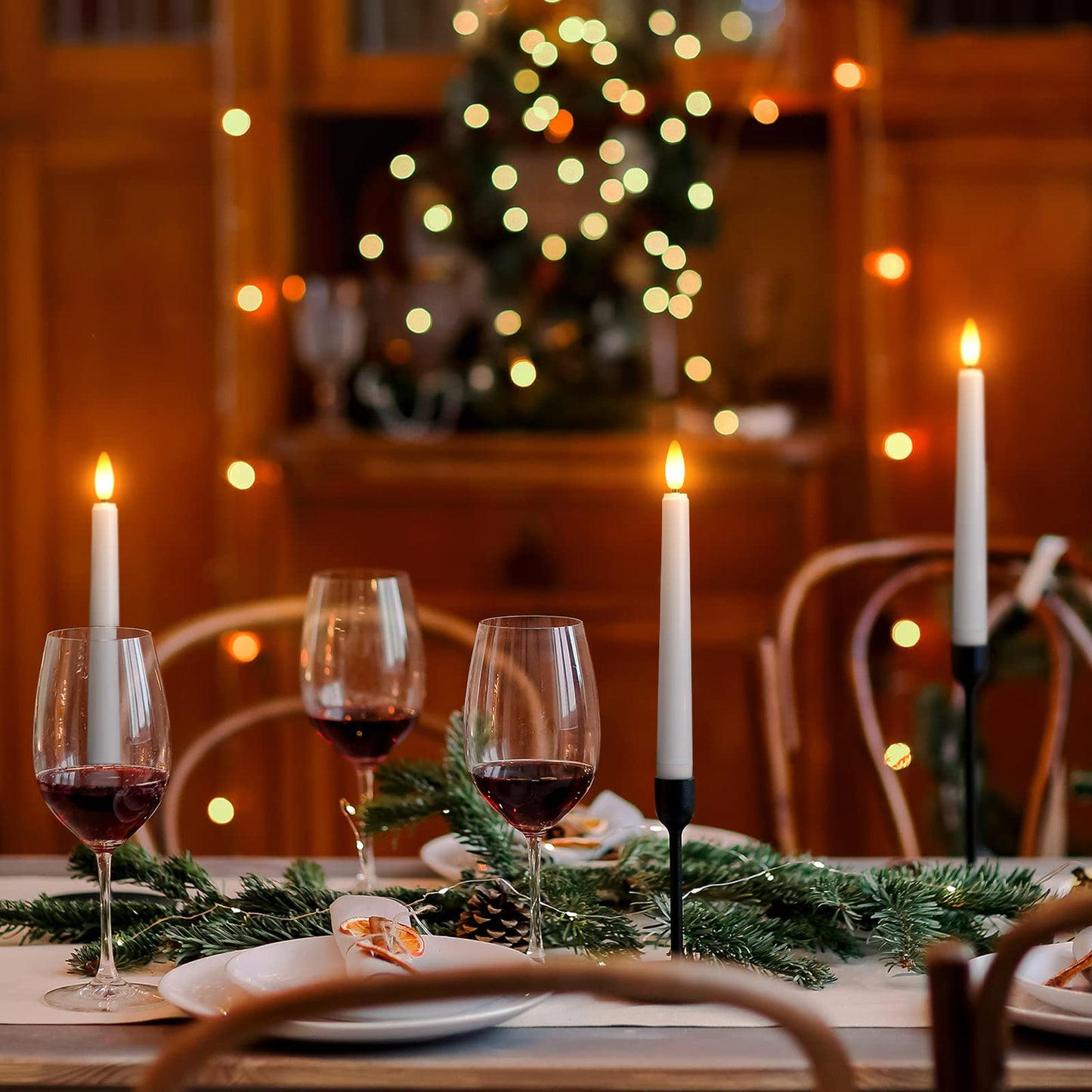 FREEPOWER Flameless Window Candles,Battery Opeated LED Taper Candle with Cycle Timer, Remote & Suction Cups,for Christmas Home Wedding Decor Pack of 9