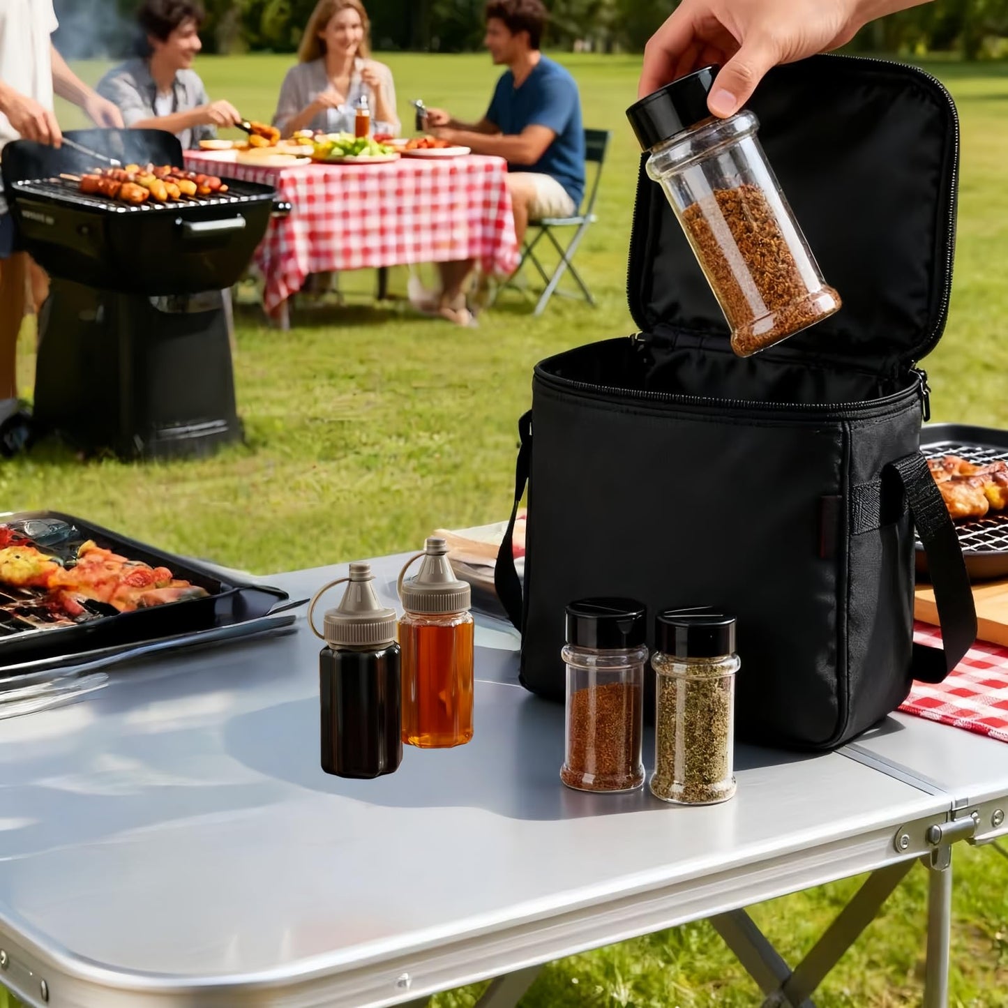 Portable Seasoning Bottle Set, Mini Plastic Spice Jar And Mini Plastic Jam Squeeze Bottle Set Suitable For Outdoor Barbecue, Camping, Kitchen Filling With Salt, Pepper, Jam And Various Seasonings