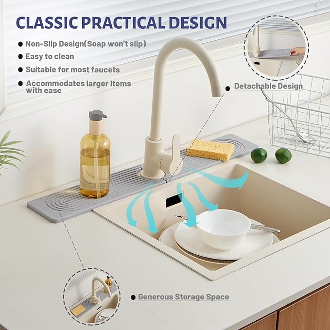 Stone Faucet Mat for Kitchen Sink，Super Absorbent Diatomite Fast Drying Stone