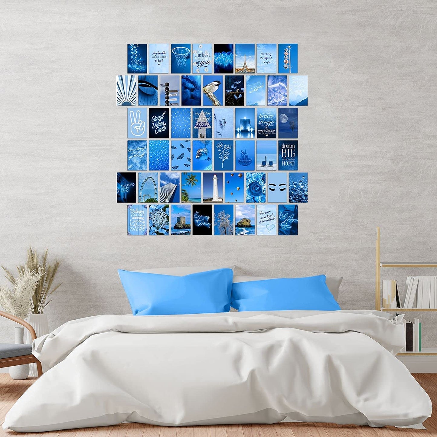 WOONKIT Blue Wall Collage Kit - Aesthetic Pictures, Room Decor for Teen Girls, 50pcs 4x6 inch